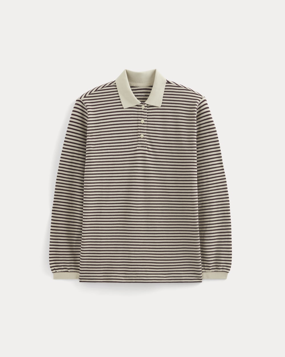 Oversized Pique Polo | Dusty Beige/Deep Plum Stripe