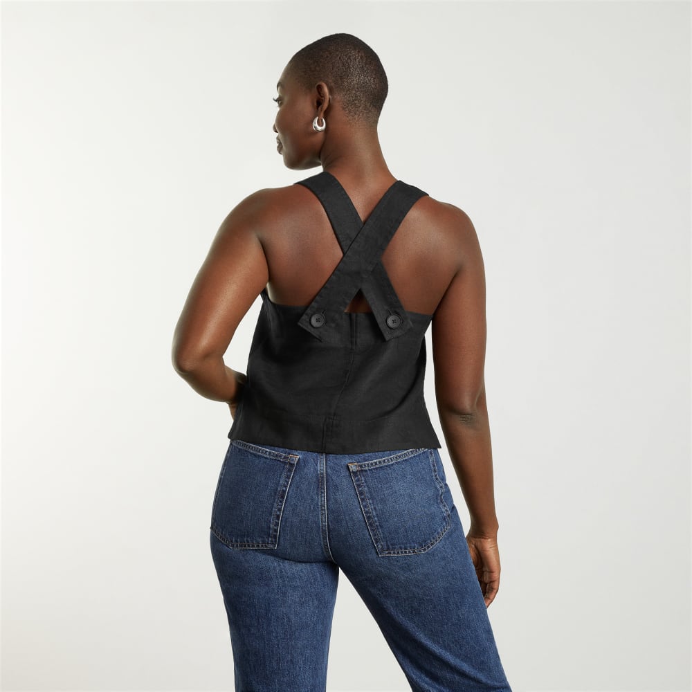 The Apron Linen Tank | Black