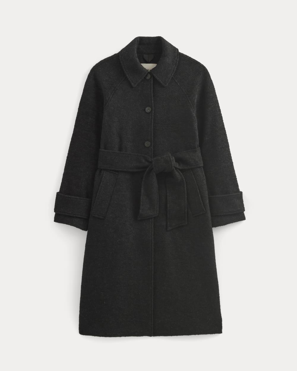 Italian Belted Overcoat | Carbone/Black