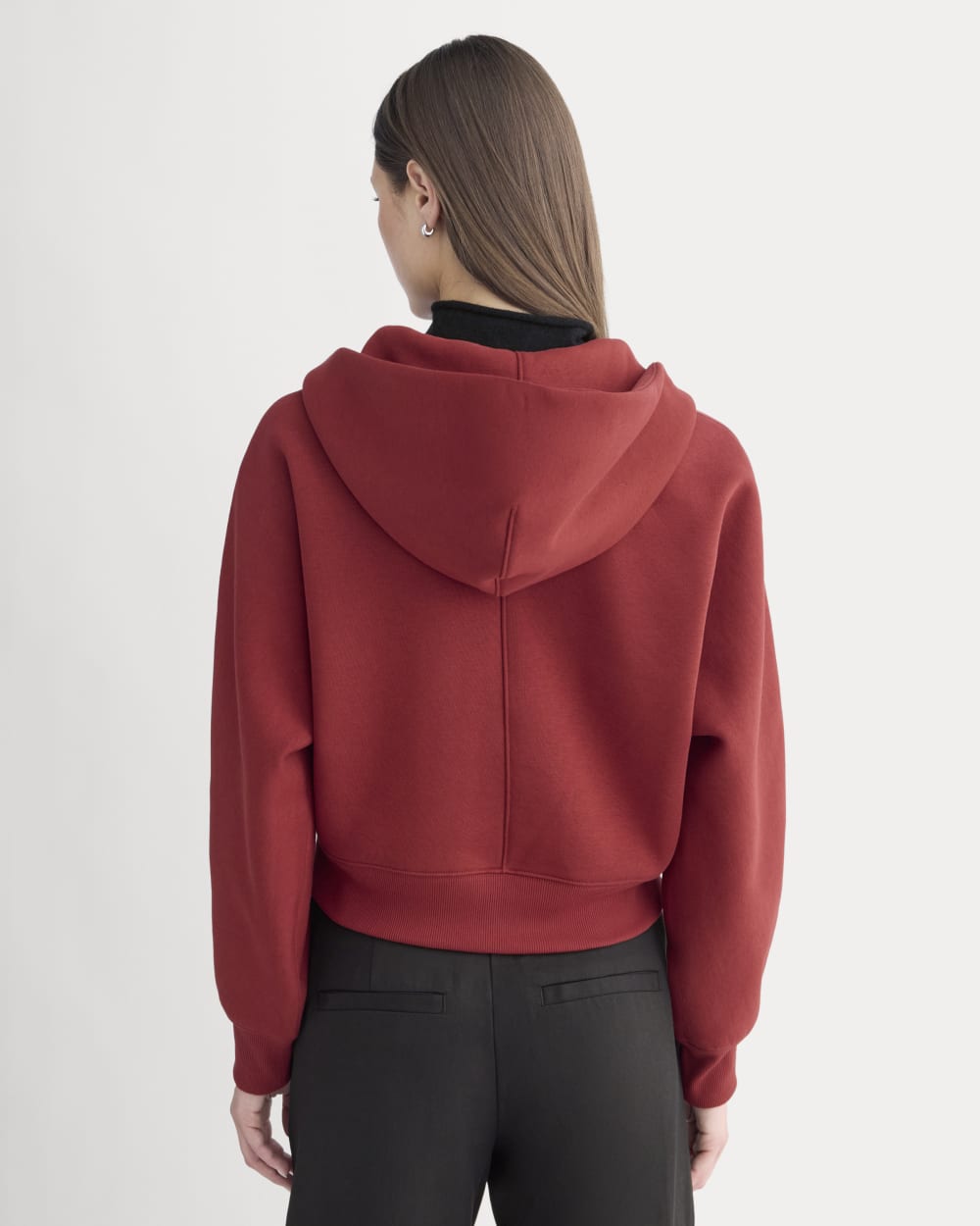 Luxe Fleece Full-Zip Cropped Hoodie | Merlot