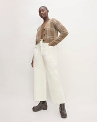 The Alpaca V-Neck Cropped Cardigan | Wheat / Lightest Taupe