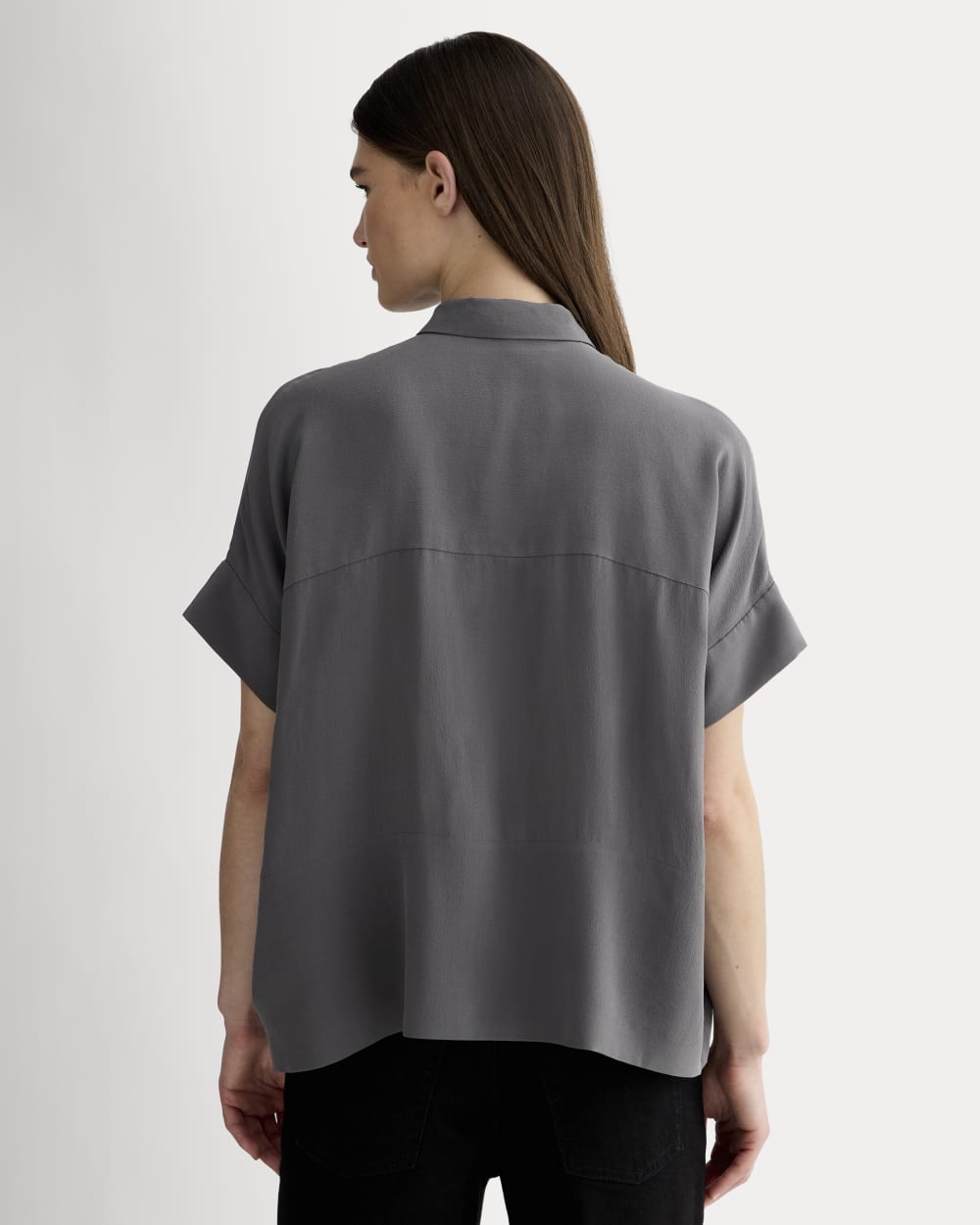 The Boxy Shirt in Washable Silk | Graphite