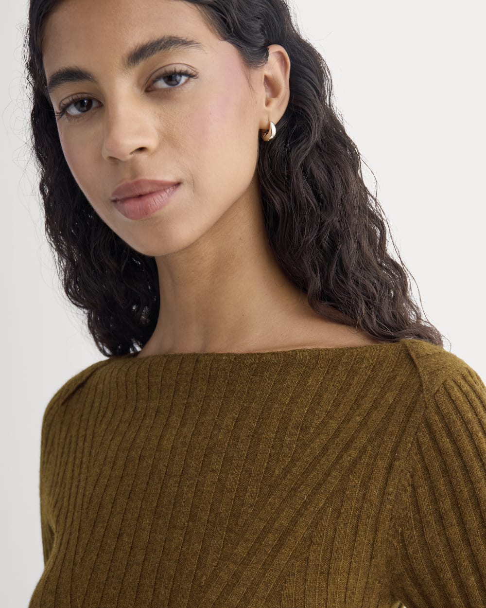 Cashmere Ribbed Boat-Neck Sweater | Heathered Toffee