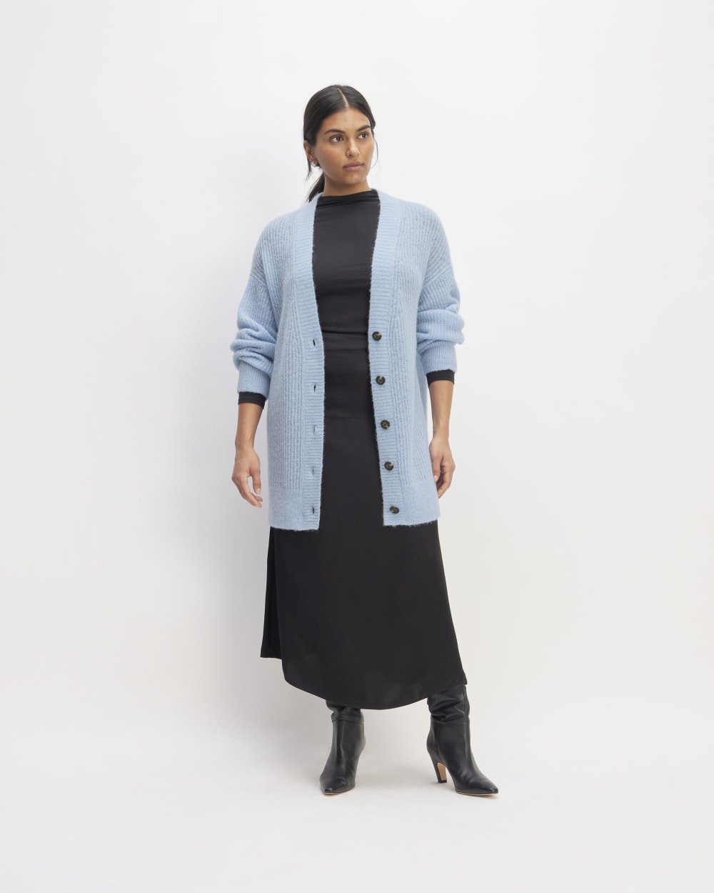 The Alpaca Oversized Cardigan | Chambray Blue
