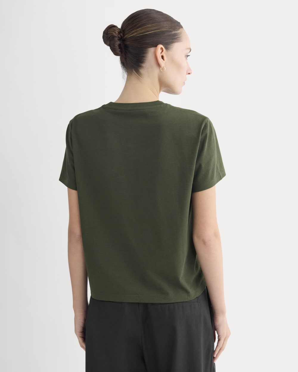 The Box-Cut Tee in Essential Cotton | Dark Green | No Pocket